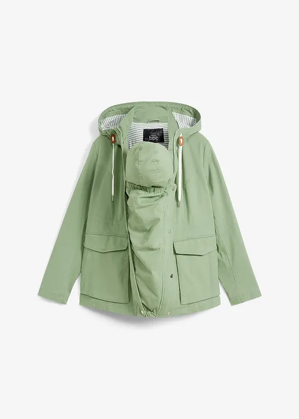 3-in-1 Umstandsjacke mit Trageeinsatz in grün von vorne - bonprix