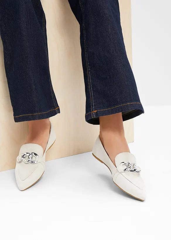 Loafer mit Kette in beige - bonprix