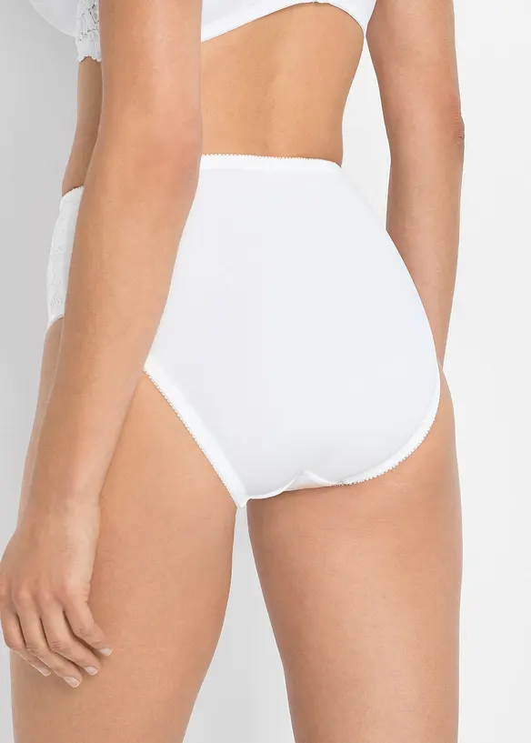 Maxislip mit zarter Spitze (2er Pack) in weiß von hinten - bonprix