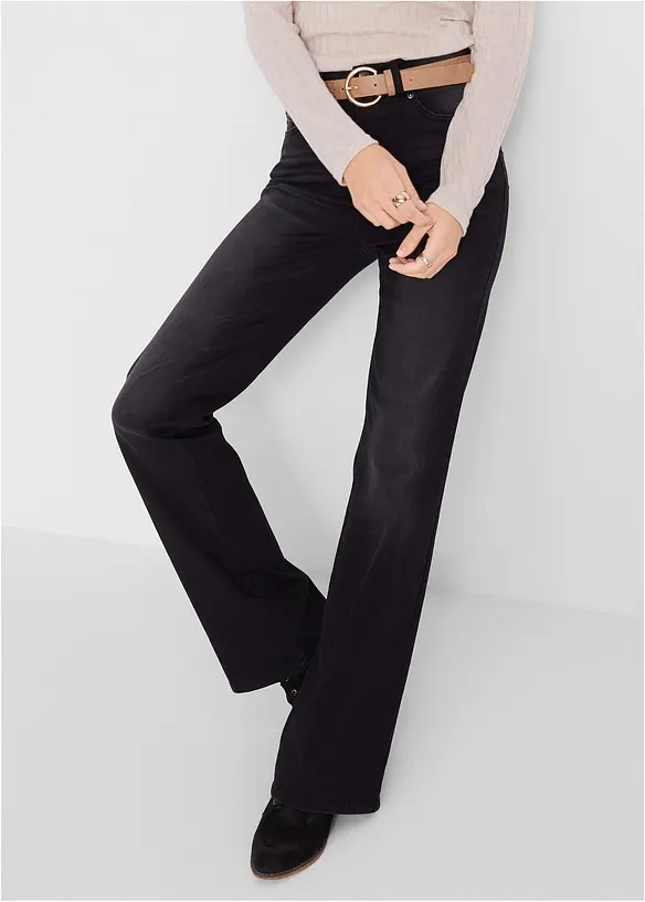 Bootcut Jeans Mid Waist, Shaping in schwarz von vorne - bonprix