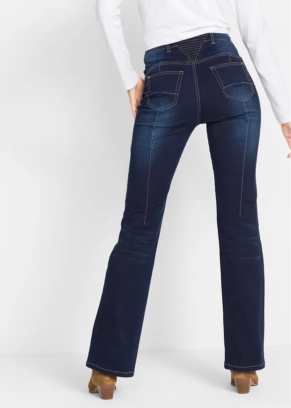 Bootcut Jeans Mid Waist, Shaping in blau von hinten - bonprix