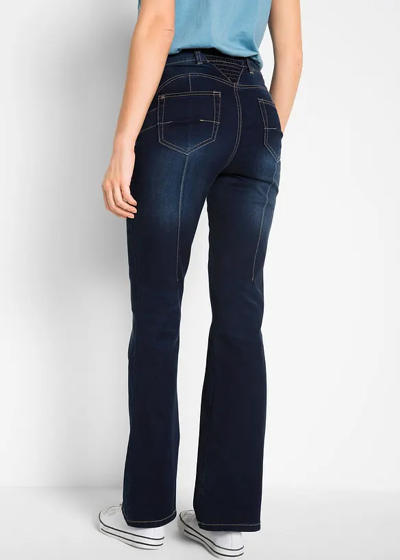 Bootcut Jeans Mid Waist, Shaping in blau von hinten - bonprix