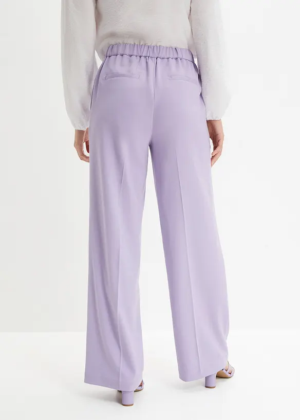 Bundfaltenhose mit Bequembund in lila von hinten - bonprix