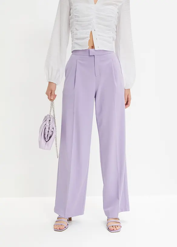 Bundfaltenhose mit Bequembund in lila von vorne - bonprix
