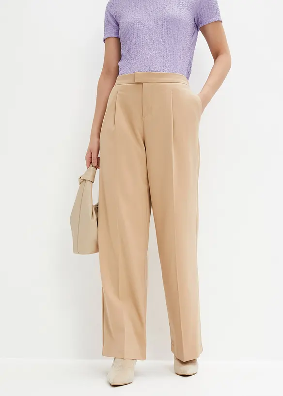 Bundfaltenhose mit Bequembund in beige von vorne - bonprix Bundfaltenhose mit Bequembund in beige von vorne - bonprix
