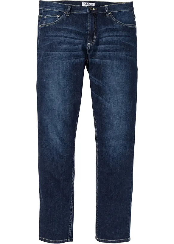 Regular Fit Stretch-Jeans, Tapered in blau von vorne - bonprix
