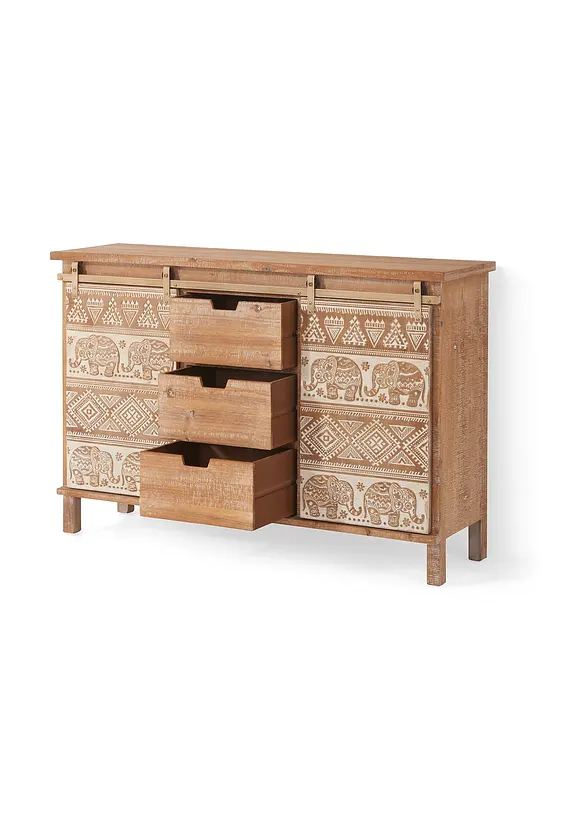 Sideboard mit Elefant-Design in beige geöffnet - bonprix
