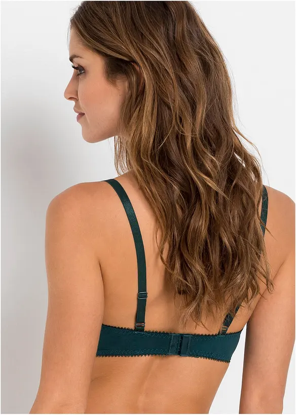 Push-up-BH mit feiner Spitze (3er Pack) in blau von hinten (im Anschnitt) - bonprix