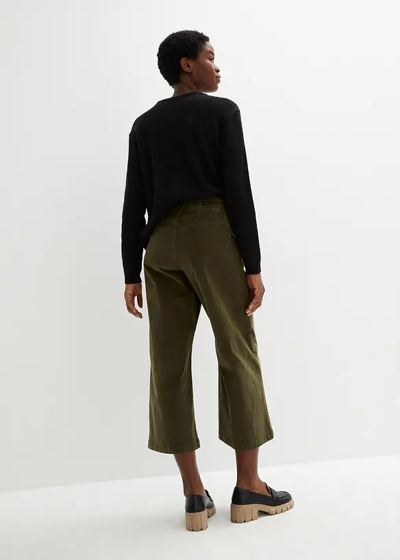 Weite Cord-Culotte aus Baumwoll-Mix in grün von hinten - bonprix Weite Cord-Culotte aus Baumwoll-Mix in grün von hinten - bonprix