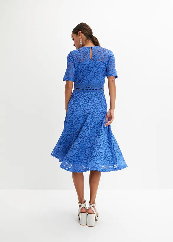 Spitzenkleid mit Häkeleinsatz in blau von hinten (Totalaufnahme) - bonprix Spitzenkleid mit Häkeleinsatz in blau von hinten (Totalaufnahme) - bonprix