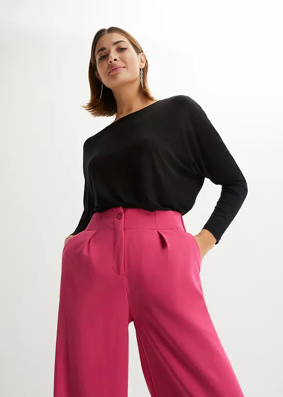 Langarmshirt aus softem Viskose-Mix in schwarz von vorne (im Anschnitt) - bonprix Langarmshirt aus softem Viskose-Mix in schwarz von vorne (im Anschnitt) - bonprix