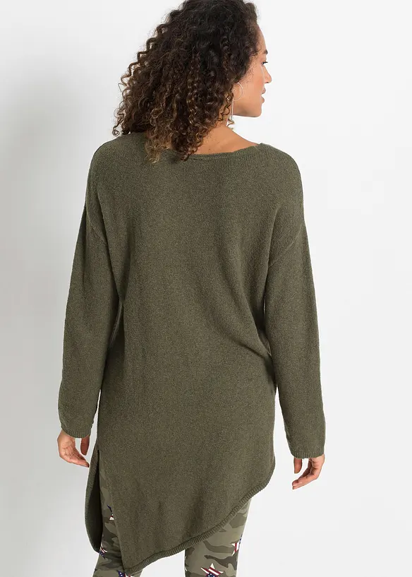Asymmetrischer Pullover in grün von hinten (im Anschnitt) - bonprix