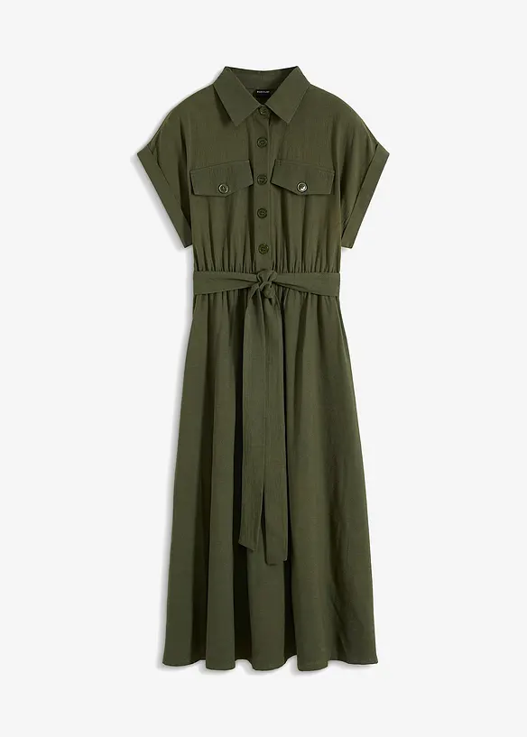 Midikleid aus reiner Baumwolle in grün von vorne - bonprix Midikleid aus reiner Baumwolle in grün von vorne - bonprix