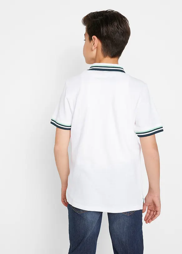 Pique-Poloshirt aus reiner Bio-Baumwolle in weiß von hinten (im Anschnitt) - bonprix