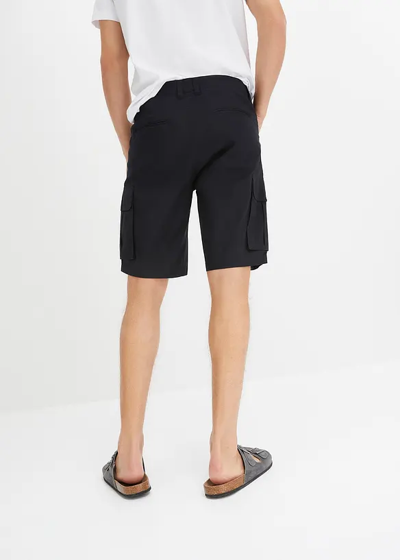 Stretch-Cargo-Bermuda in Regular Fit in schwarz von hinten - bonprix