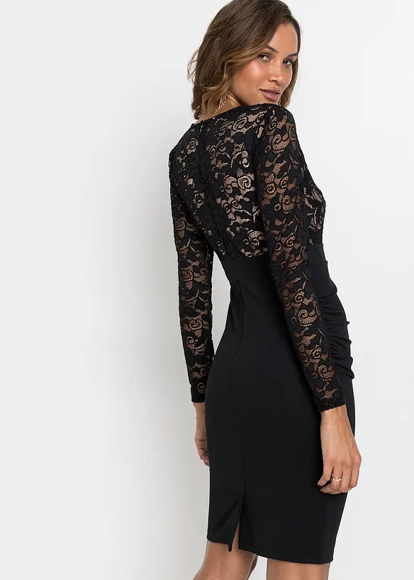 Minikleid mit Spitze in schwarz von hinten (Totalaufnahme) - bonprix Minikleid mit Spitze in schwarz von hinten (Totalaufnahme) - bonprix