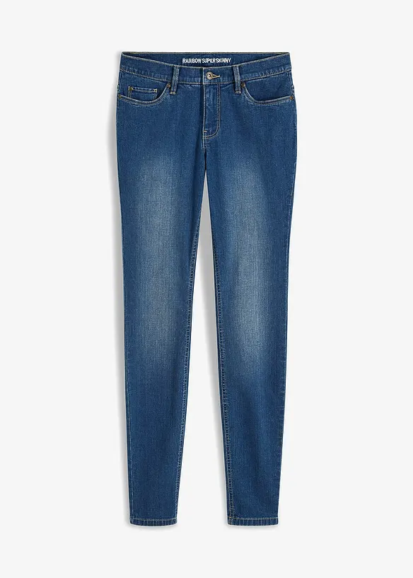Skinny Jeans Mid Waist, stretch in blau von vorne - bonprix