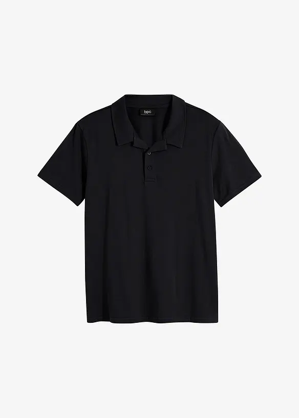 Poloshirt mit Resortkragen, Kurzarm aus Bio Baumwolle in schwarz von vorne - bonprix