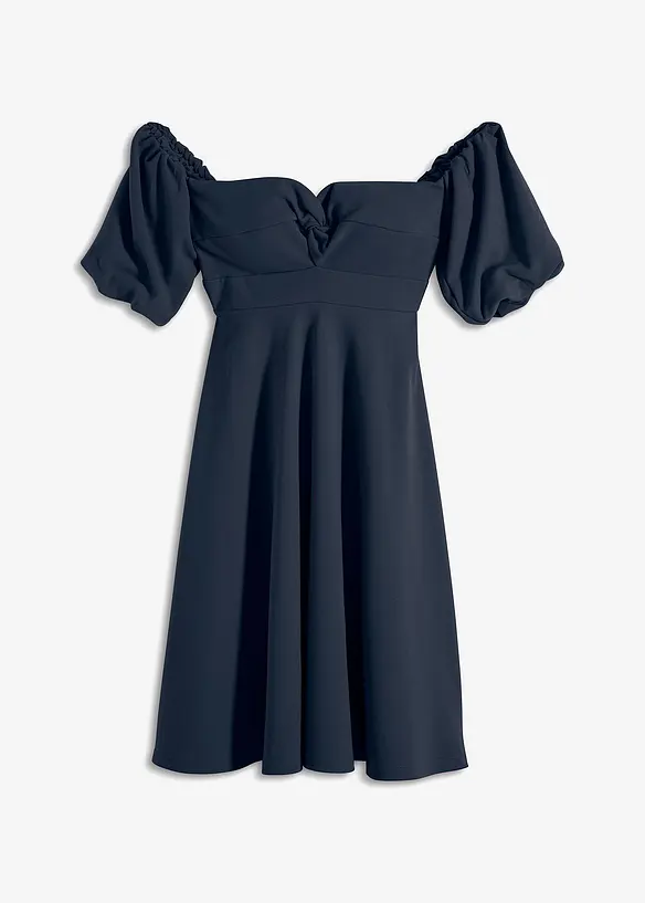 Kleid, Cold Shoulder in blau von vorne - BODYFLIRT boutique