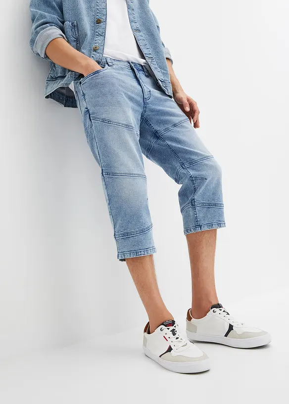 Regular Fit 3/4-Stretch-Jeans, Straight in blau von vorne - bonprix