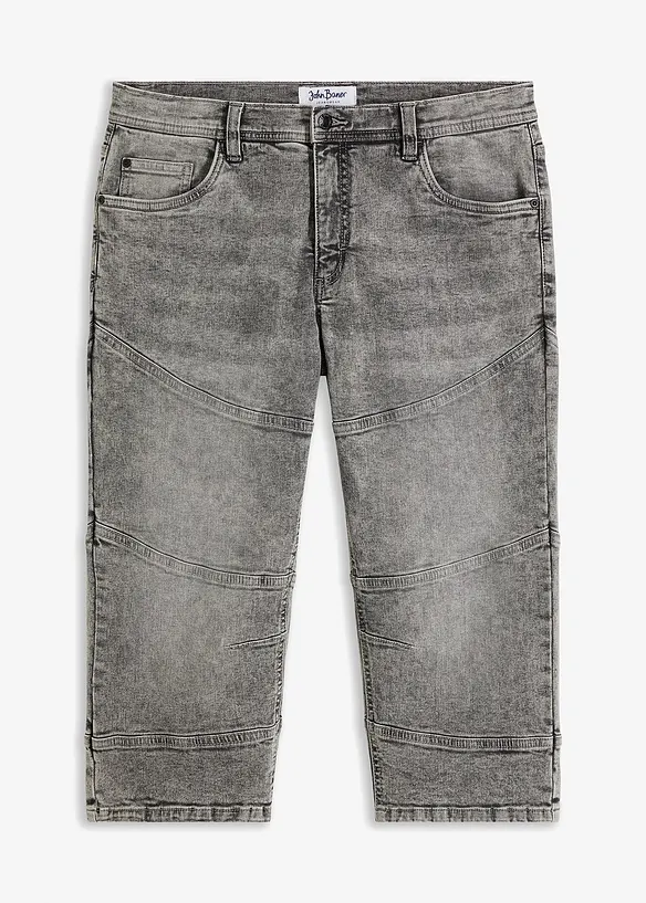 Regular Fit 3/4-Jeans, Straight in grau von vorne - bonprix