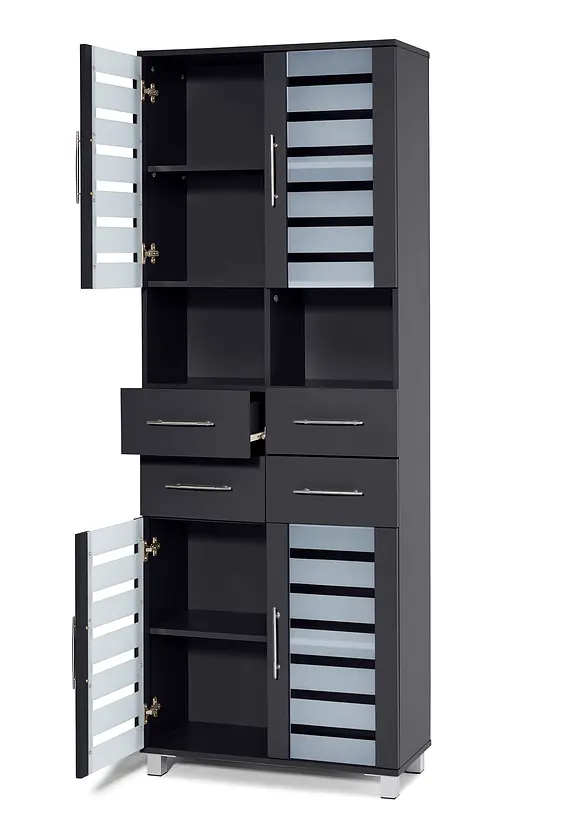 Badezimmer Hochschrank breit in grau geöffnet - bonprix Badezimmer Hochschrank breit in grau geöffnet - bonprix