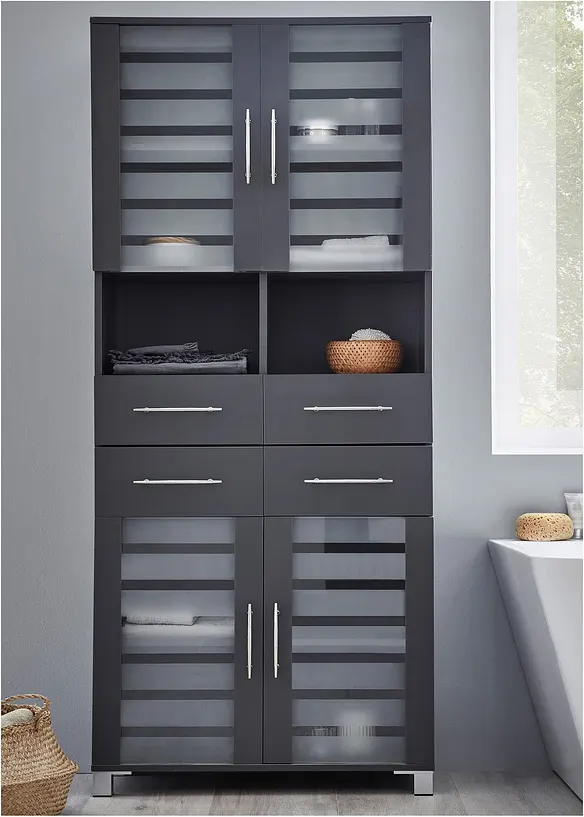 Badezimmer Hochschrank breit in grau (Ambiente) - bonprix Badezimmer Hochschrank breit in grau (Ambiente) - bonprix