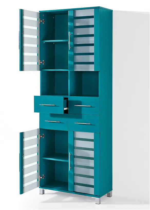 Badezimmer Hochschrank breit in petrol geöffnet - bonprix Badezimmer Hochschrank breit in petrol geöffnet - bonprix
