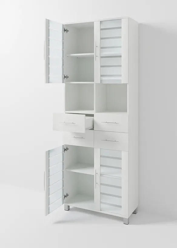 Badezimmer Hochschrank breit in weiß geöffnet - bonprix Badezimmer Hochschrank breit in weiß geöffnet - bonprix