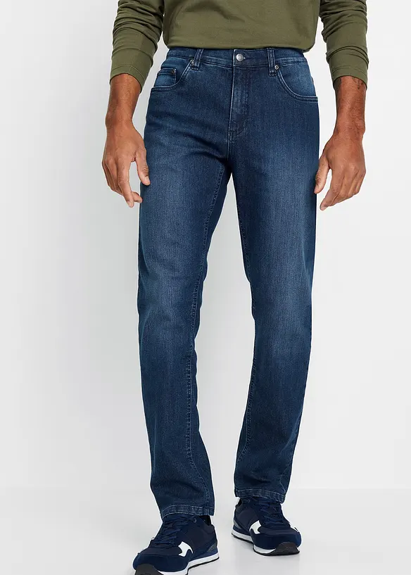 Leichte Slim-Fit-Jeans, Straight in blau von vorne - bonprix