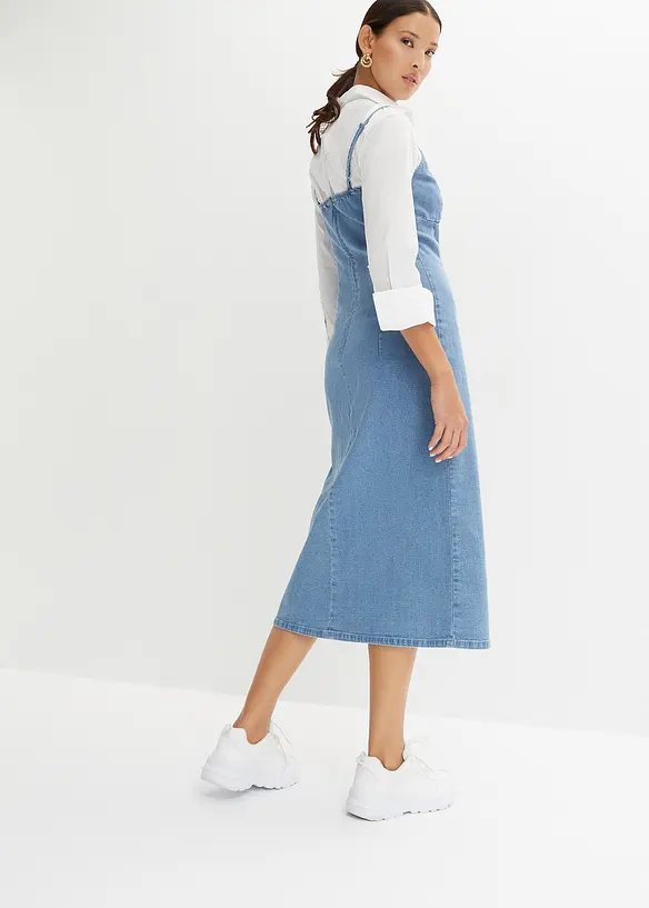 Jeanskleid mit Schlitz in blau von hinten (Totalaufnahme) - bonprix