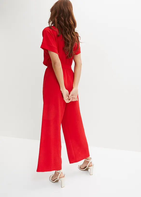 Kurzarm-Overall in rot von hinten (Totalaufnahme) - bonprix