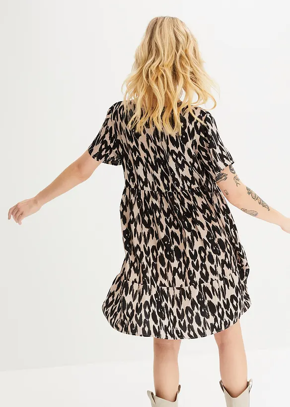 Tunika-Kleid aus fließender Viskose in schwarz von hinten (Totalaufnahme) - bonprix