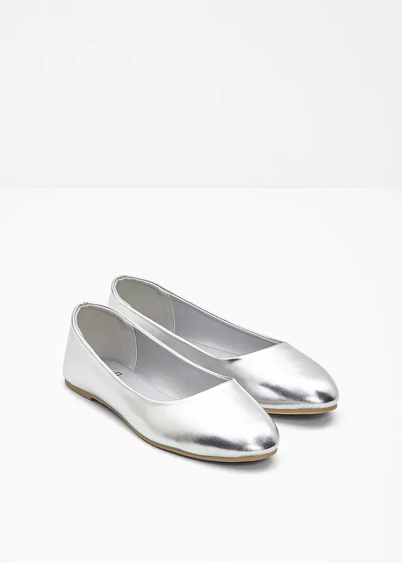Ballerinas im Metallic-Look in silber - bonprix
