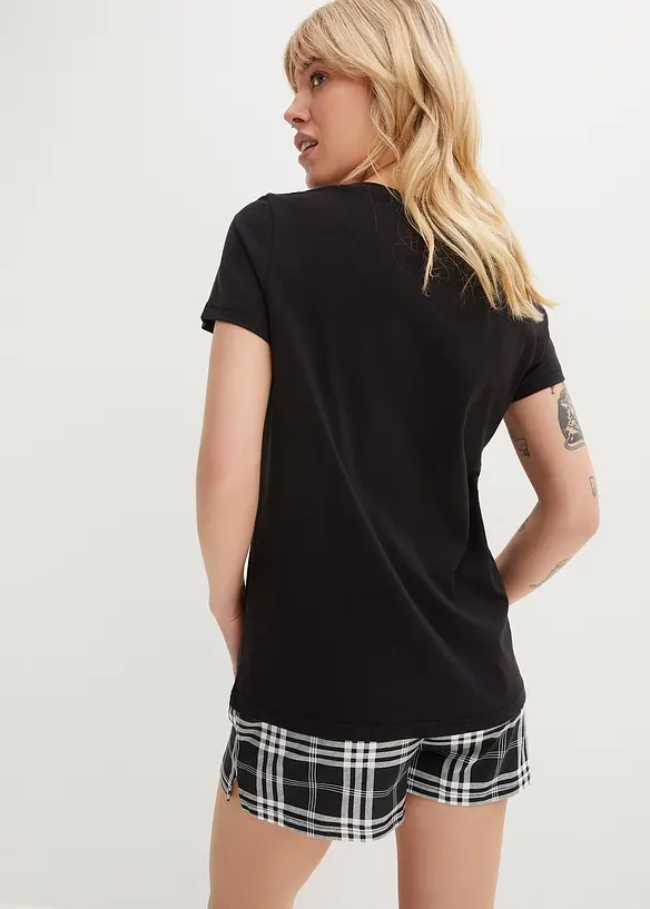 Shorty aus reiner Baumwolle in schwarz von hinten (Totalaufnahme) - bonprix