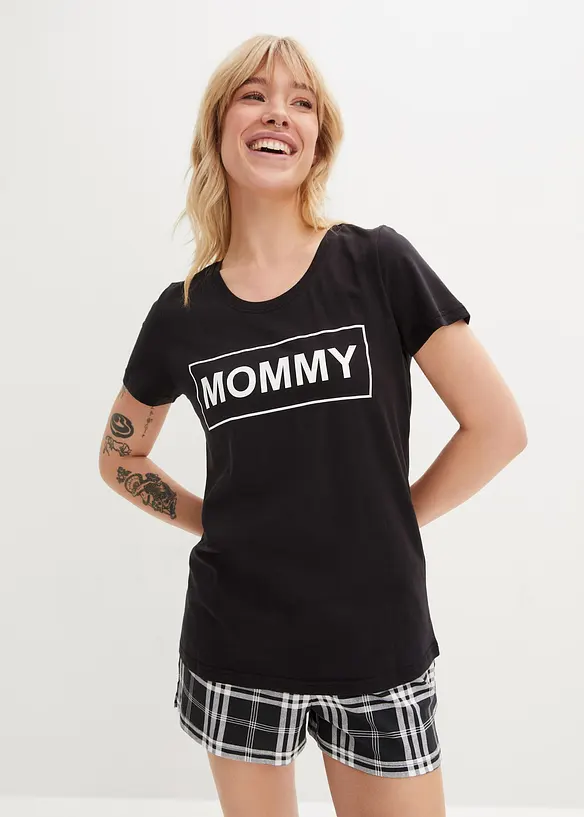 Shorty aus reiner Baumwolle in schwarz von vorne (Totalaufnahme) - bonprix