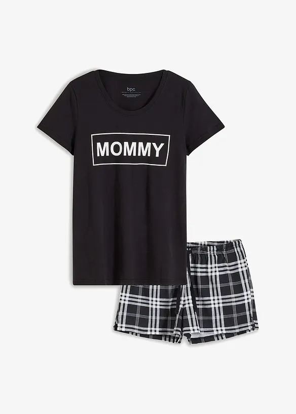 Shorty aus reiner Baumwolle in schwarz von vorne - bonprix