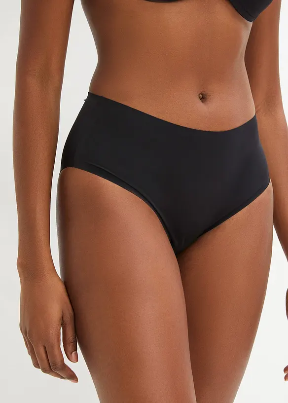 Feel Comfort Nahtlose Panty (3er Pack) in schwarz von vorne - bonprix