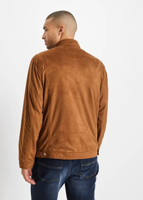 Jacke in Veloursleder-Optik in braun von hinten (im Anschnitt) - bonprix