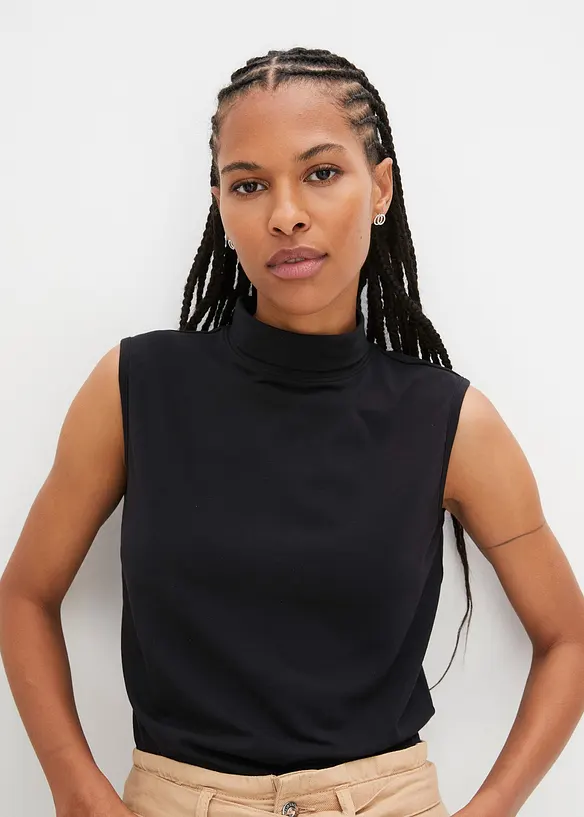 Top mit reiner Bio-Baumwolle in schwarz von vorne (im Anschnitt) - bonprix Top mit reiner Bio-Baumwolle in schwarz von vorne (im Anschnitt) - bonprix