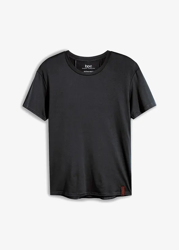 Funktions-T-Shirt mit Mesh-Einsatz in schwarz von vorne - bpc bonprix collection