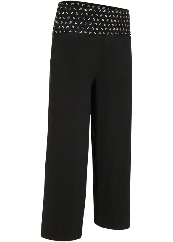 Loungewear Culotte mit Bequembund in schwarz von vorne - bonprix