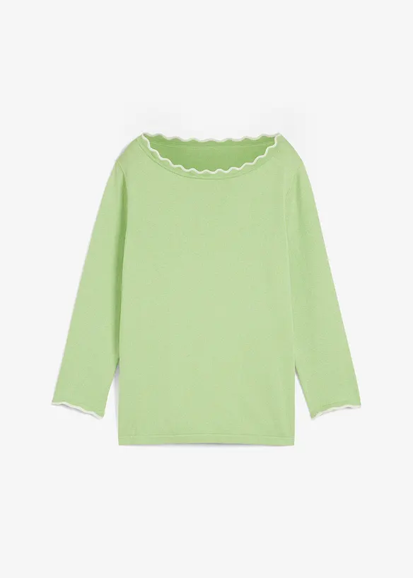 Pullover mit Seidenanteil in grün von vorne - bonprix