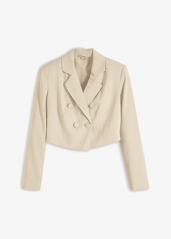 Cropped Blazer  in beige von vorne - BODYFLIRT boutique