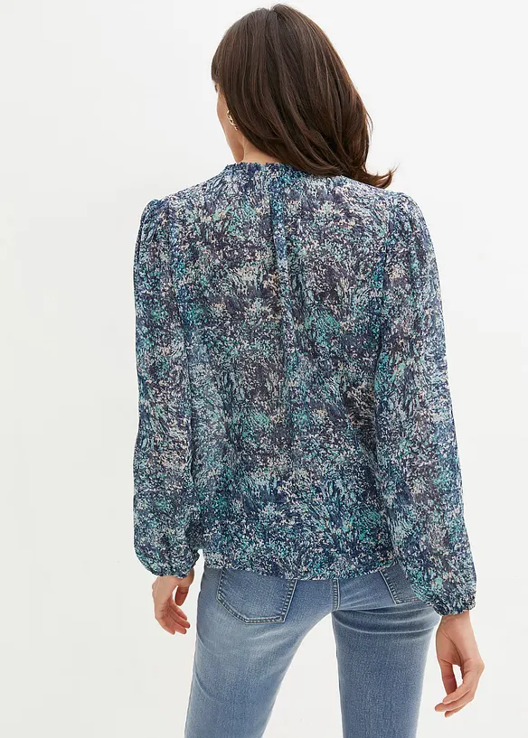 Tunikabluse mit Bindeband in blau von hinten (im Anschnitt) - bonprix