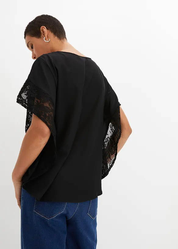 Tunikabluse mit Applikationen in schwarz von hinten (im Anschnitt) - bonprix