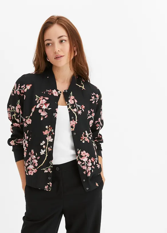 Kurzer Blouson in schwarz von vorne (im Anschnitt) - bonprix