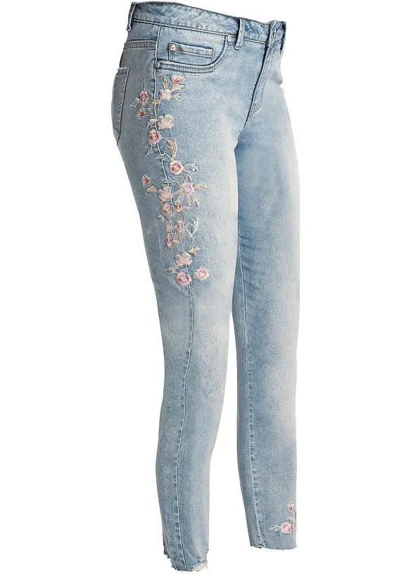 Skinny Jeans, Mid Waist in blau von vorne - bonprix