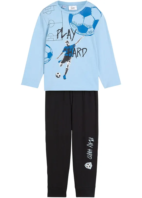 Jungen Pyjama aus Bio-Baumwolle in schwarz von vorne - bpc bonprix collection