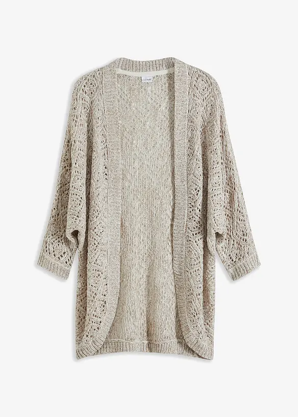 Ajour-Strickjacke in weiß von vorne - bonprix
